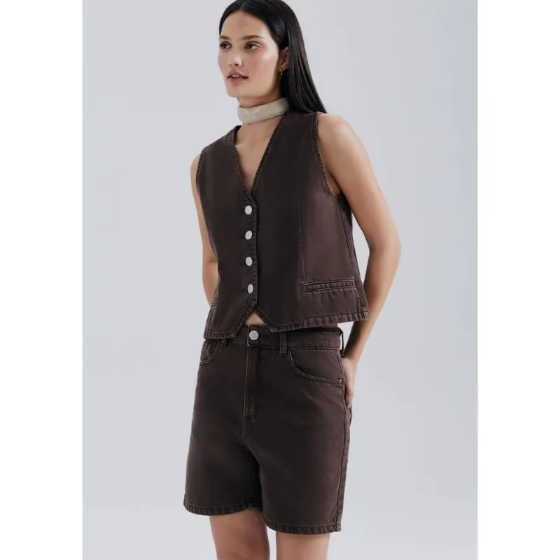 Bermuda De Sarja Feminina Estonada - Marrom 044