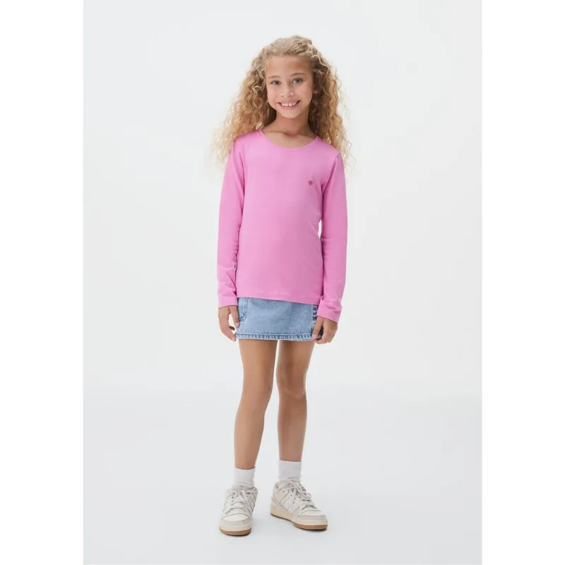 Blusa Básica Infantil Menina Manga Longa Com Patch Hering Kids - Rosa 010