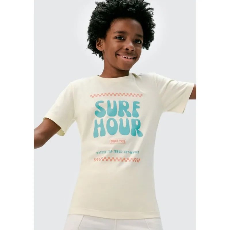 Camiseta Infantil Menino Manga Curta Com Estampa - Amarelo 016
