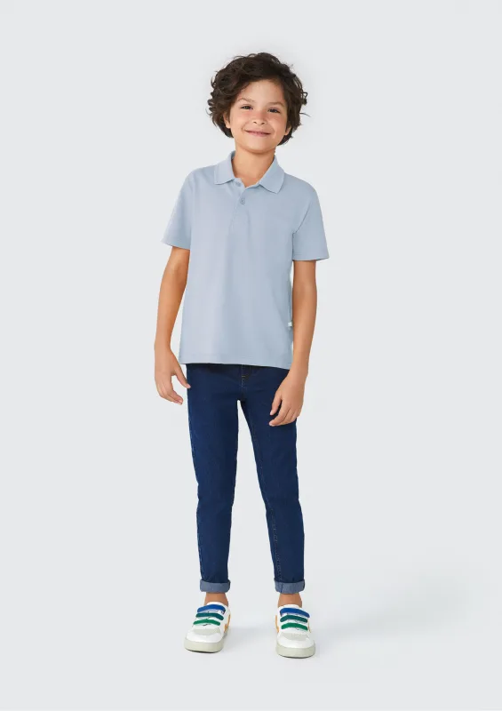 Camisa Básica Polo Infantil Menino Manga Curta Em Piquet - Azul - Hering Kids - Polos