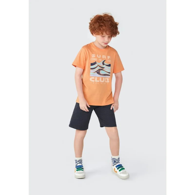 Conjunto Infantil Menino Curto Com Estampa - Laranja 012