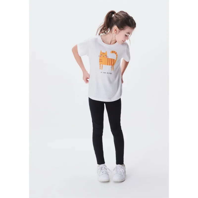 Blusa Infantil Menina Manga Curta Com Estampa - Off white 010
