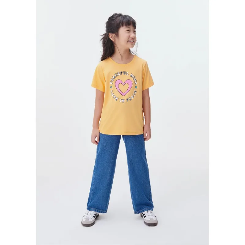 Blusa Infantil Menina Manga Curta Com Estampa - Laranja 014