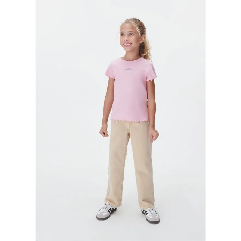 Blusa Manga Curta Infantil Menina Em Ribana - Rosa 012