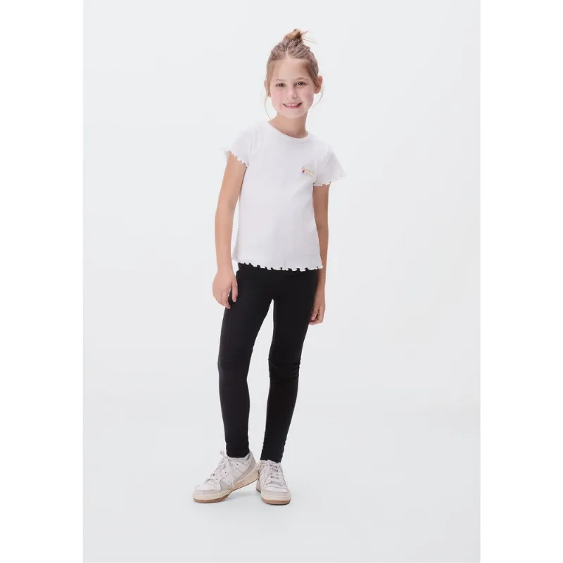 Blusa Manga Curta Infantil Menina Em Ribana - Off white 010
