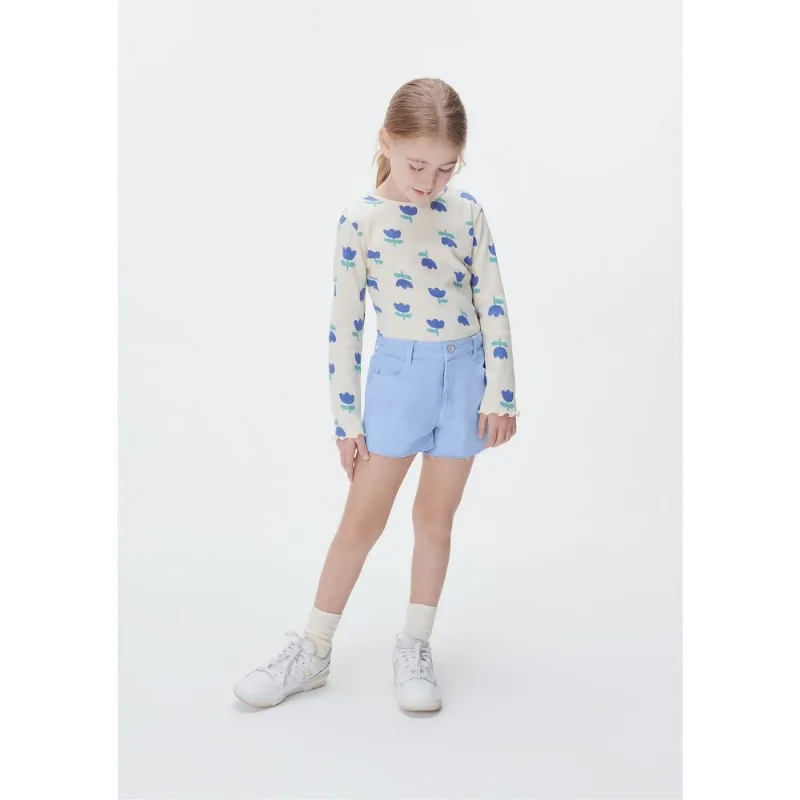 Blusa Infantil Menina Manga Longa Em Ribana - Creme 012