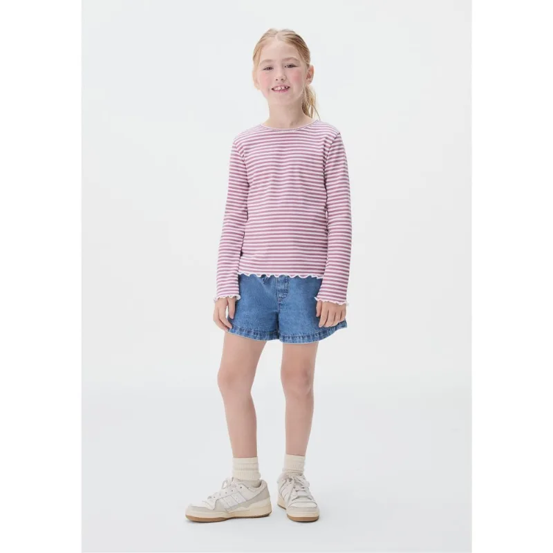 Blusa Infantil Menina Manga Longa Em Ribana - Rosa 014