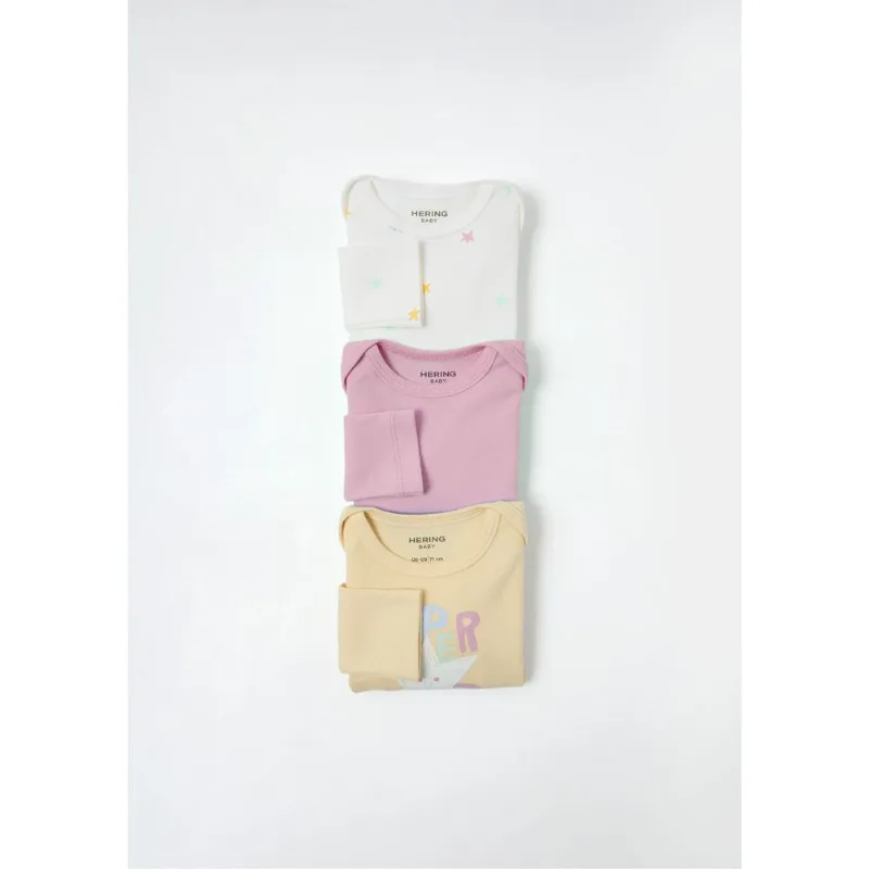 Kit Com 3 Bodies Bebê Menina Em Ribana - Multicolorido 24M