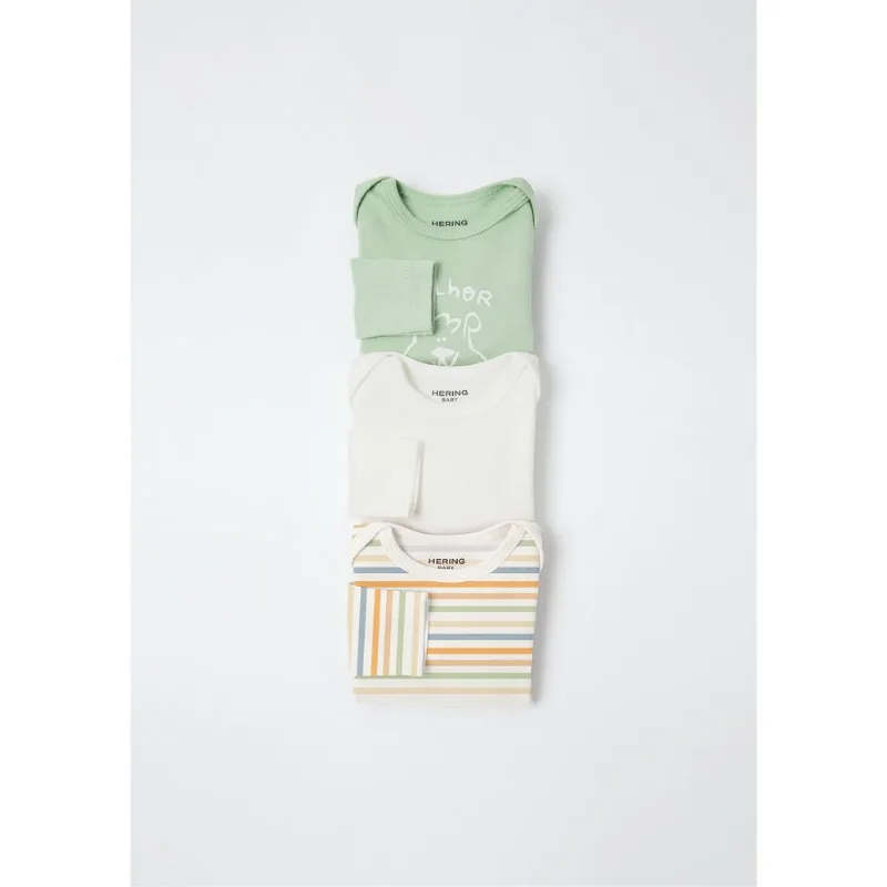 Kit Com 3 Bodies Bebê Menino Manga Longa Em Ribana - Multicolorido 24M