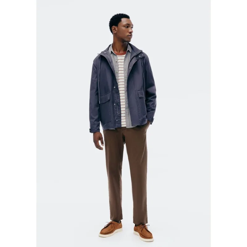 Calça Masculina Slim Em Sarja Empapelada - Marrom 038