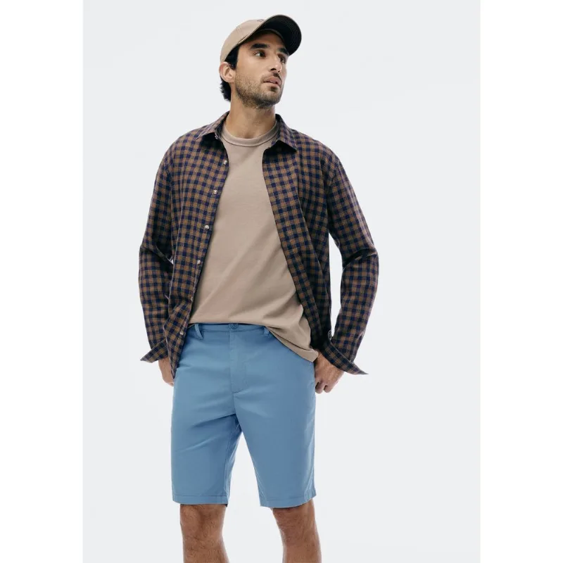 Bermuda Básica Masculina Chino Reta Em Sarja - Azul 052