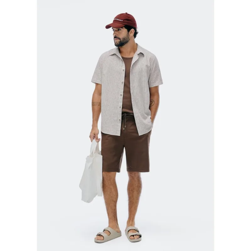 Bermuda Masculina Em Sarja Empapelada - Marrom 038