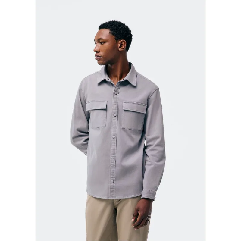 Camisa Masculina Manga Longa Em Sarja - Cinza P