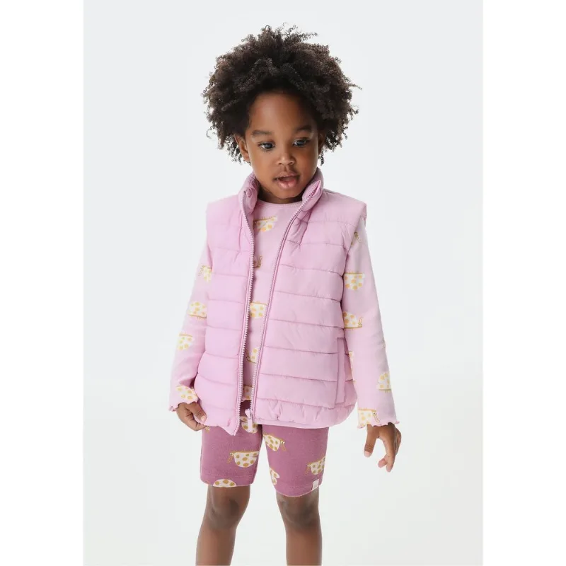 Colete Puffer Infantil Unissex Com Bolsos - Rosa 006