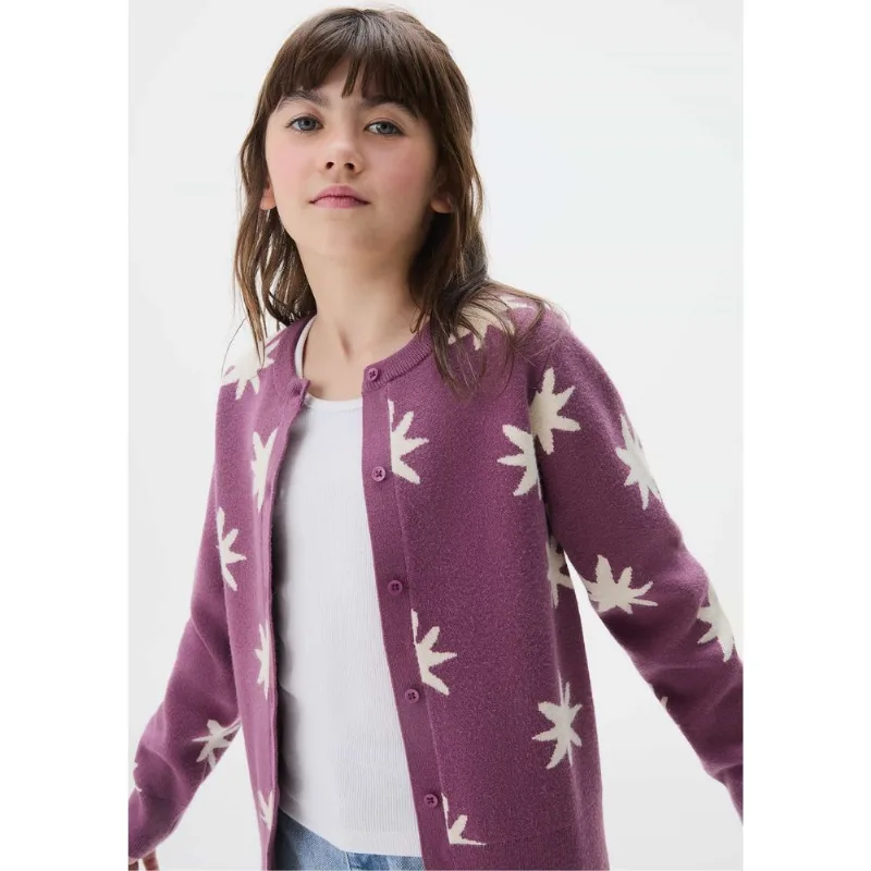 Cardigan Infantil Menina Em Tricô Estampado - Roxo 014