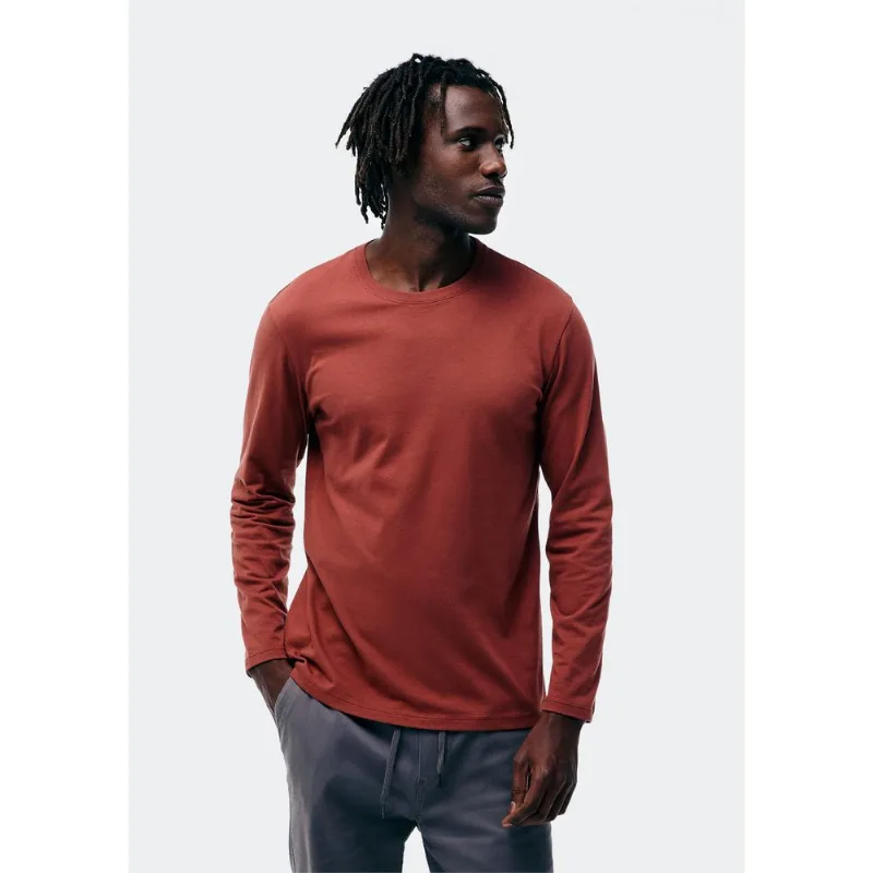 Camiseta Básica Masculina Manga Longa Regular World - Marsala EXG