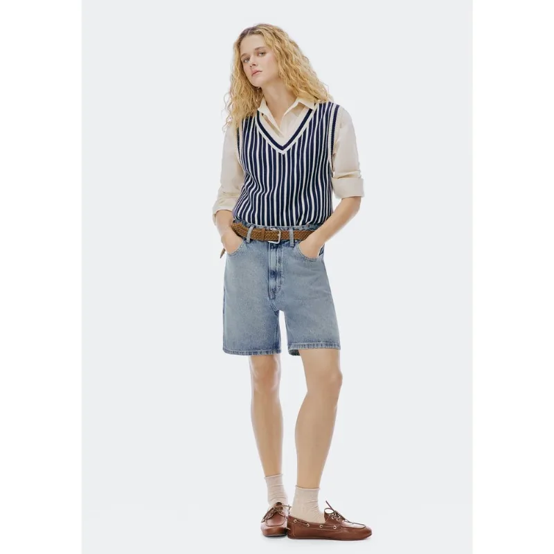 Bermuda Jeans Feminina Cintura Média - Azul 036