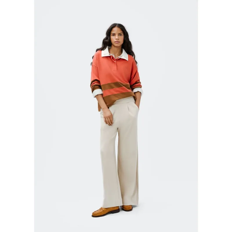 Calça Feminina Wide Leg Em Algodão - Bege P