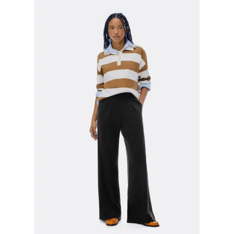 Calça Feminina Wide Leg Em Algodão - Preto XG