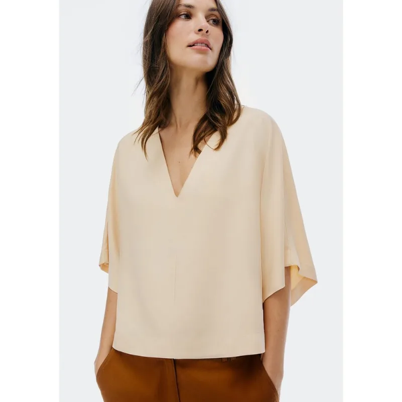 Blusa Feminina Decote V Manga 3/4 - Amarelo XG