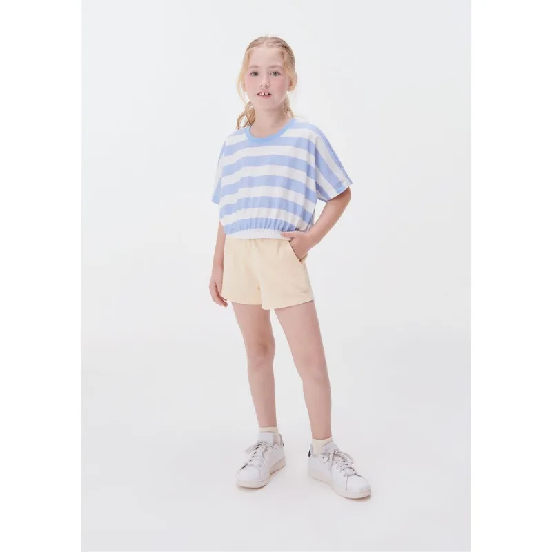 Blusa Cropped Infantil Menina Estampada - Azul 010