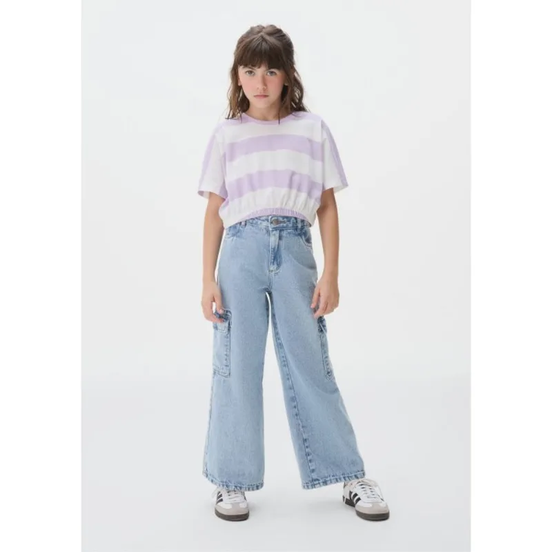 Blusa Cropped Infantil Menina Estampada - Lilás 014