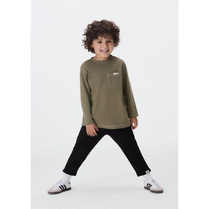 Blusa Manga Longa Infantil Menino Toddler Com Bolsos - Verde 004