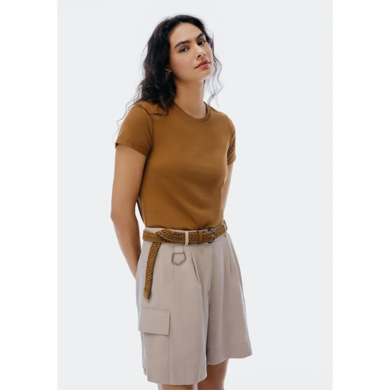 Camiseta Básica Feminina Slim World - Marrom XXG