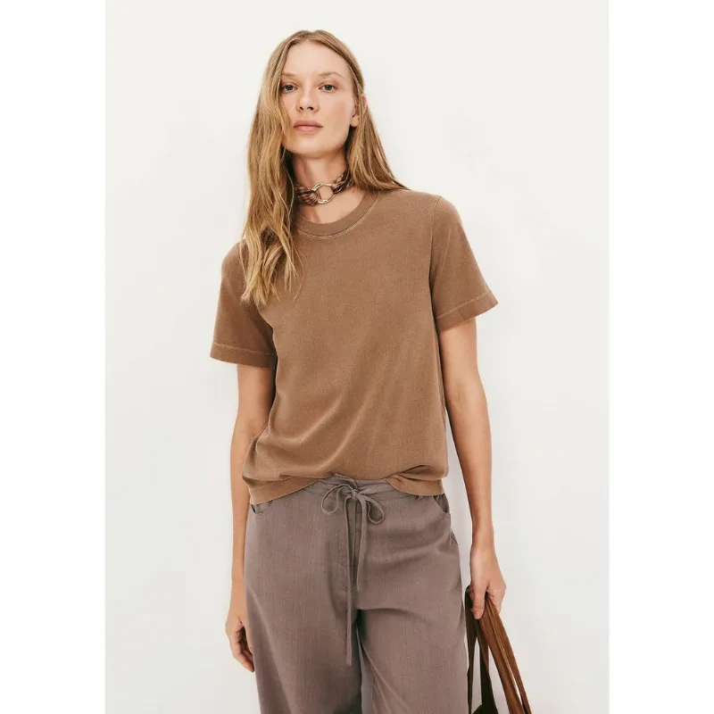 Camiseta Básica Feminina Estonada Soft - Marrom M