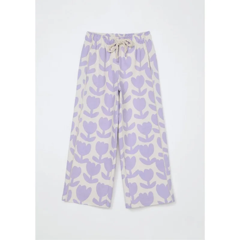 Calça Wide Leg Infantil Menina Estampada - Lilás 014