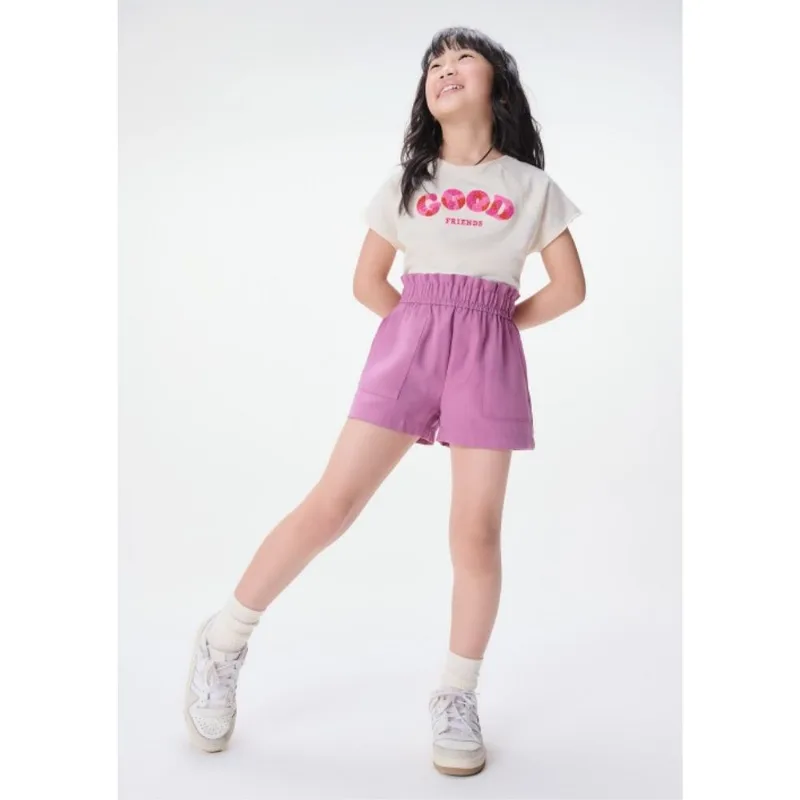 Blusa Manga Raglan Infantil Menina Com Bordado - Creme 005