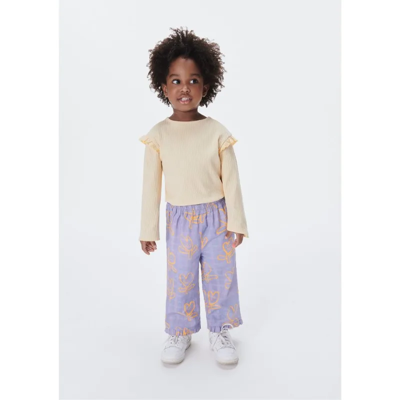 Calça Reta Infantil Menina Toddler Estampada - Lilás 004