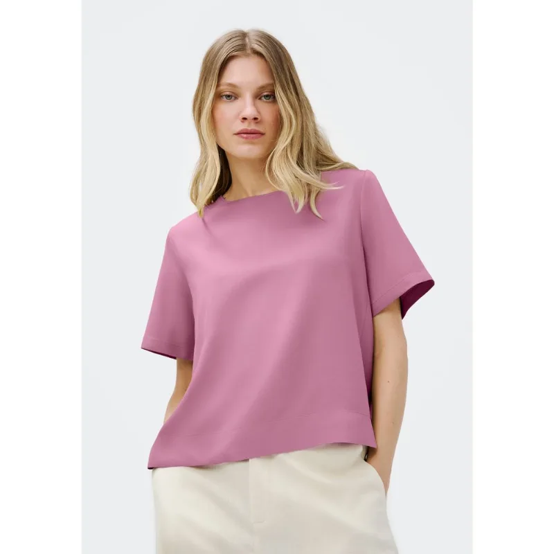 Blusa Feminina Manga Curta Creponada - Lilás M