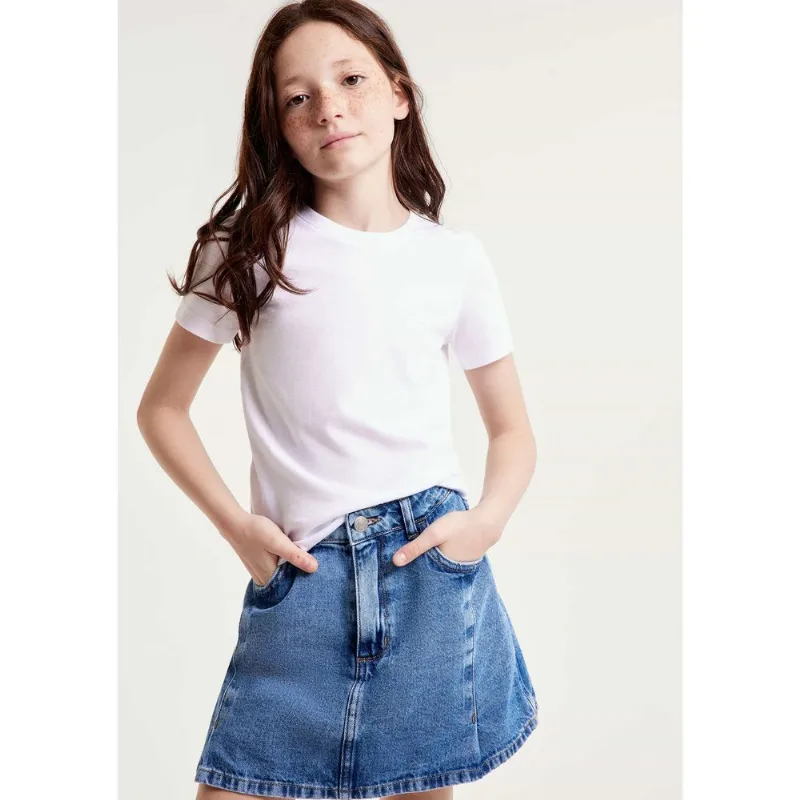 Blusa Manga Curta Infantil Menina Em Malha - Branco 006