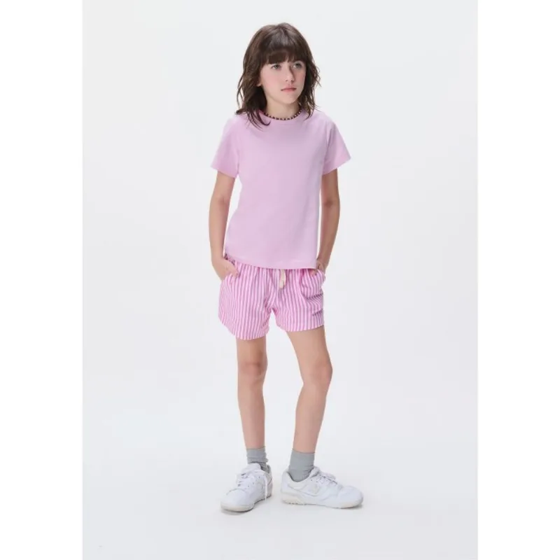 Blusa Manga Curta Infantil Menina Em Malha - Rosa 014