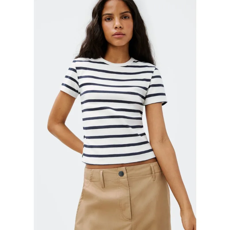 Blusa Feminina Listrada Em Ribana - Off white P