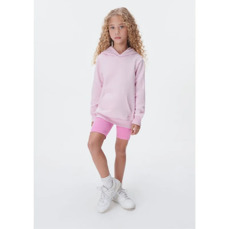 Blusão Básico Infantil Unissex Em Moletom Com Capuz - Rosa 008