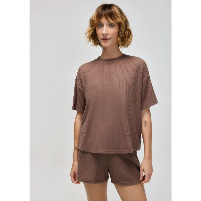 Blusa Feminina Oversized Em Tricô - Marrom G