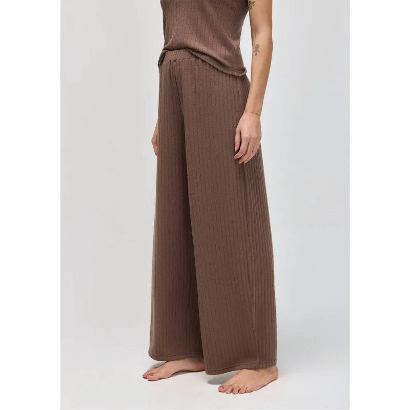 Calça Feminina Reta Em Tricô - Marrom P