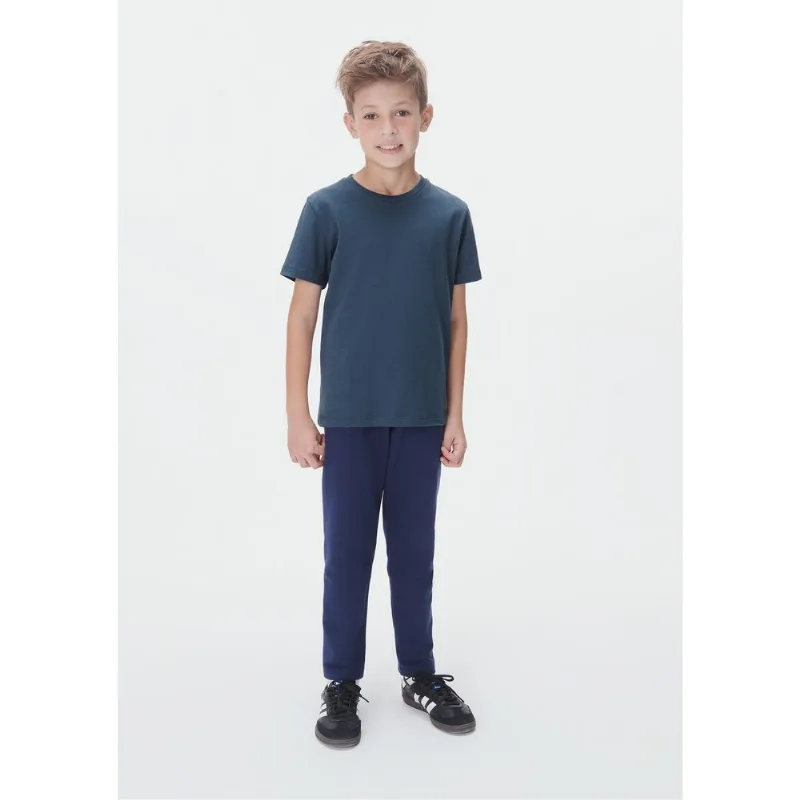 Camiseta Básica Infantil Menino Manga Curta Slim - Azul 004