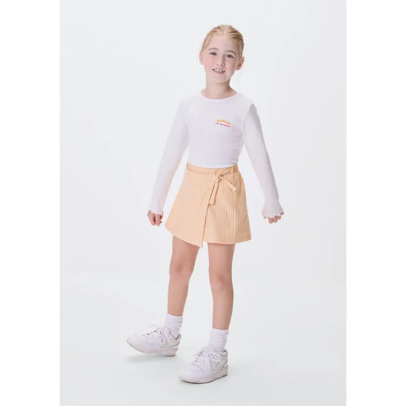 Blusa Manga Longa Infantil Menina Em Ribana - Off white 005