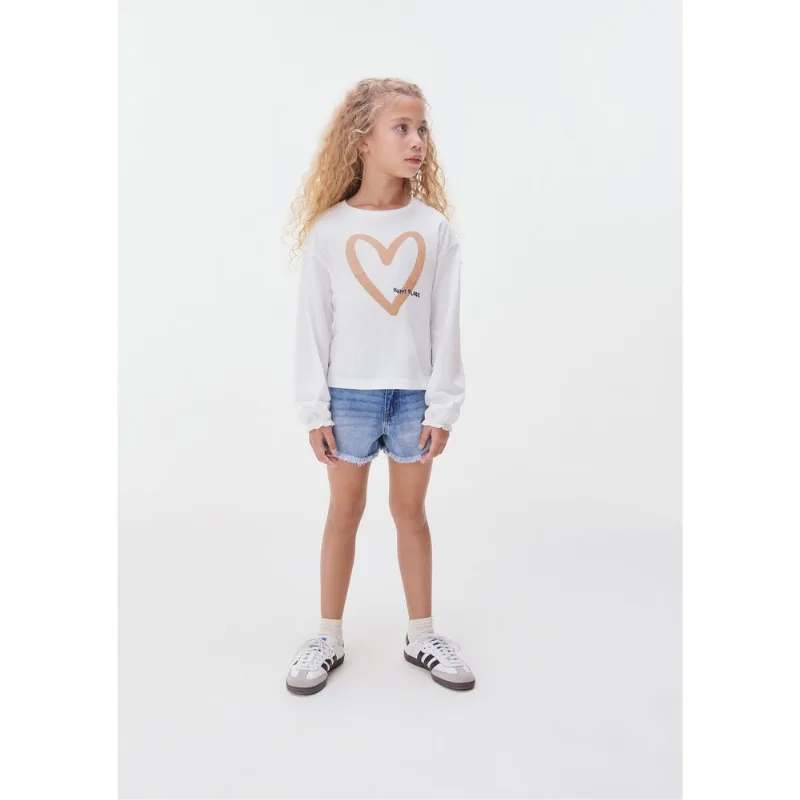 Blusa Manga Longa Infantil Menina Com Glitter - Off white 005