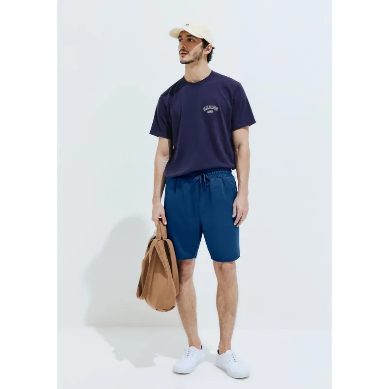 Bermuda Masculina Reta Recorte Lateral - Azul G