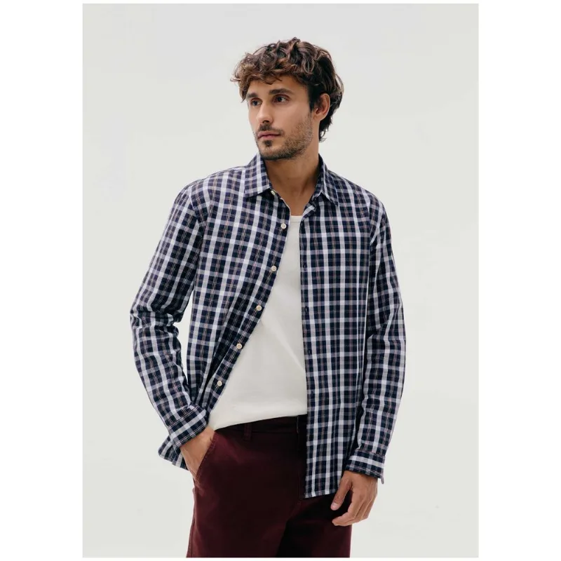 Camisa Masculina Manga Longa Xadrez - Preto M