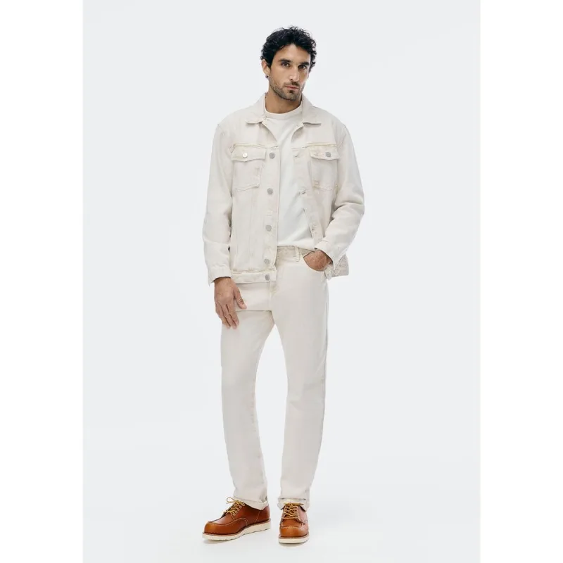 Calça Reta Masculina Em Sarja - Off white 044