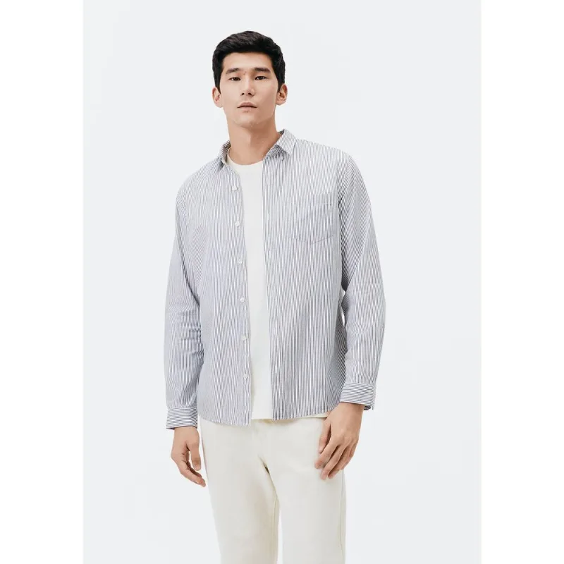 Camisa Básica Masculina Manga Longa Fio Tinto - Branco P
