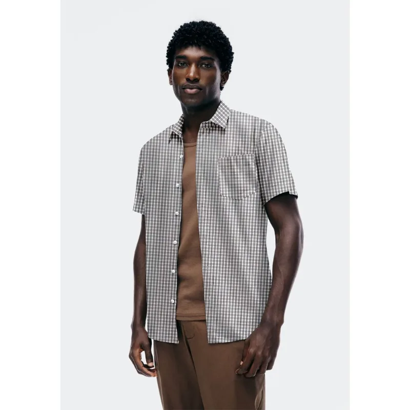 Camisa Masculina Slim Manga Curta - Off white P