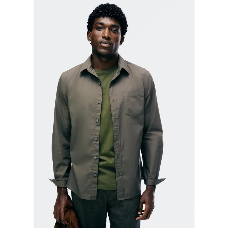 Camisa Básica Masculina Manga Longa Slim - Verde M
