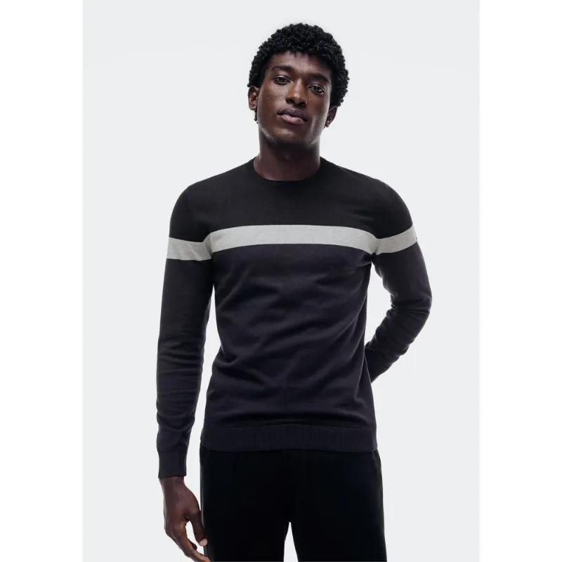 Blusão Masculino Listrado Em Tricô - Preto G
