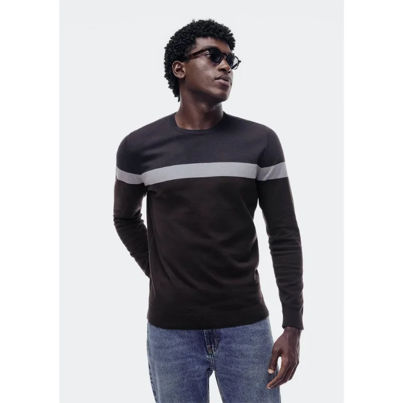 Blusão Masculino Listrado Em Tricô - Azul XXG